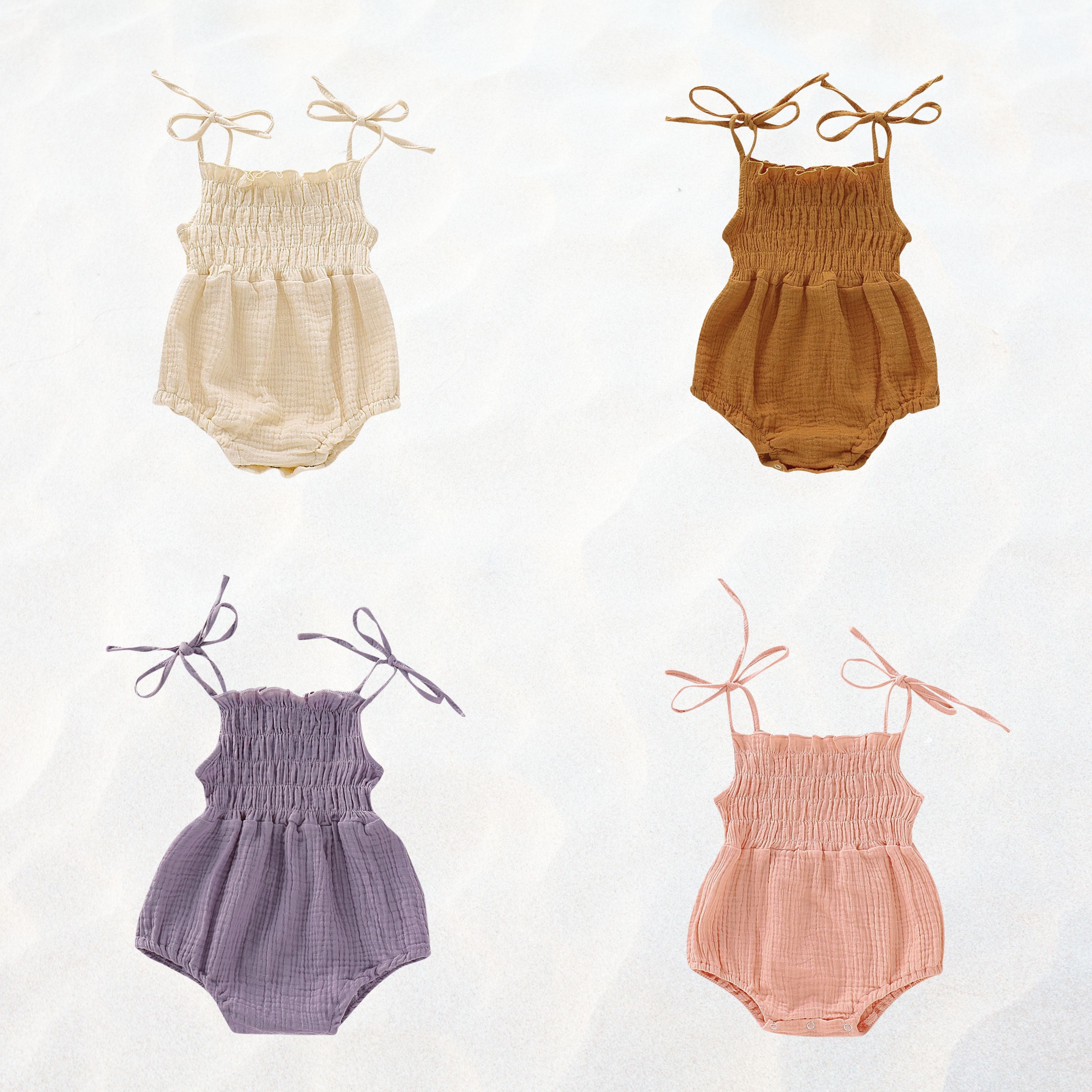 Little Ribbon Tie Shoulder Romper