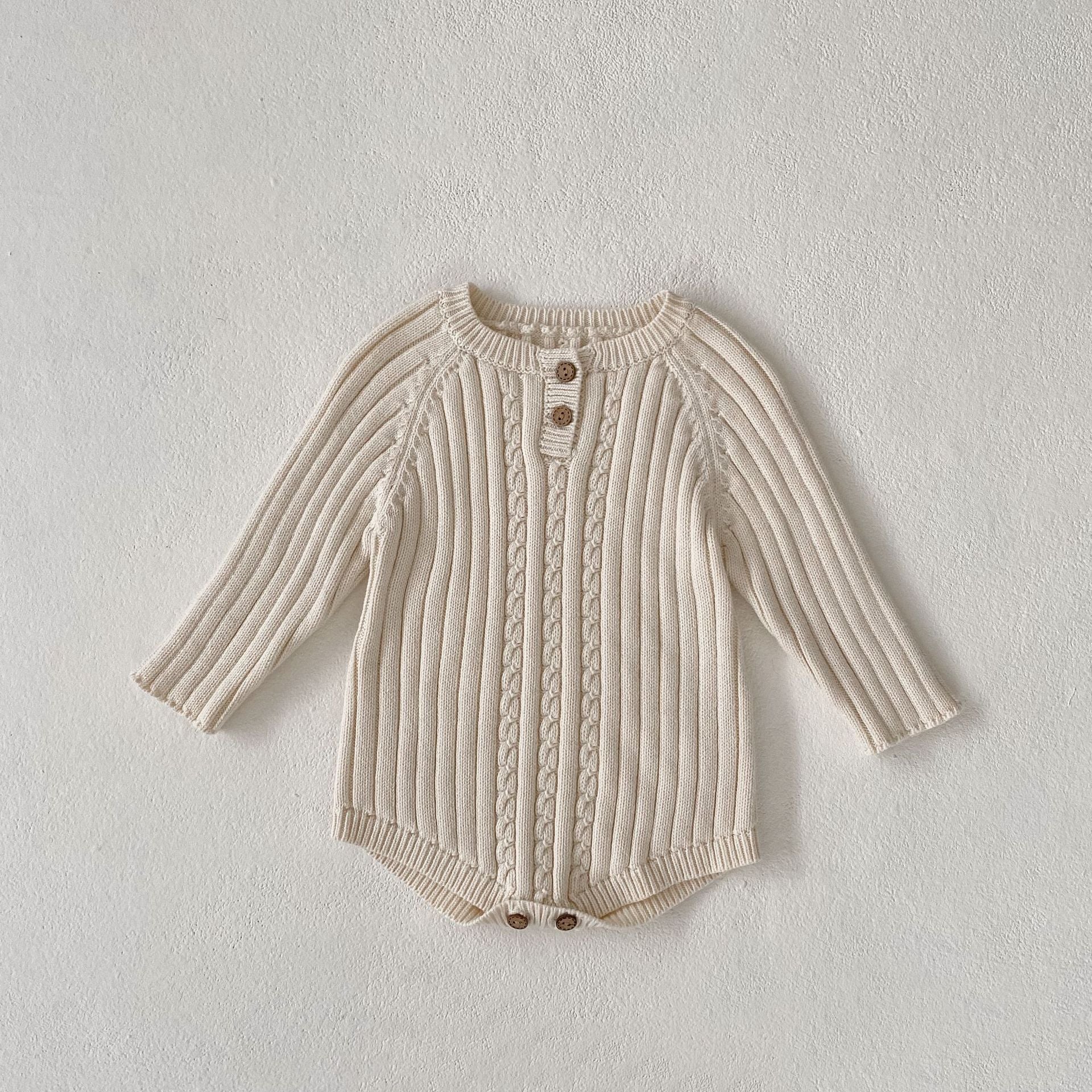 Snuggle Cable Knit Henley Romper
