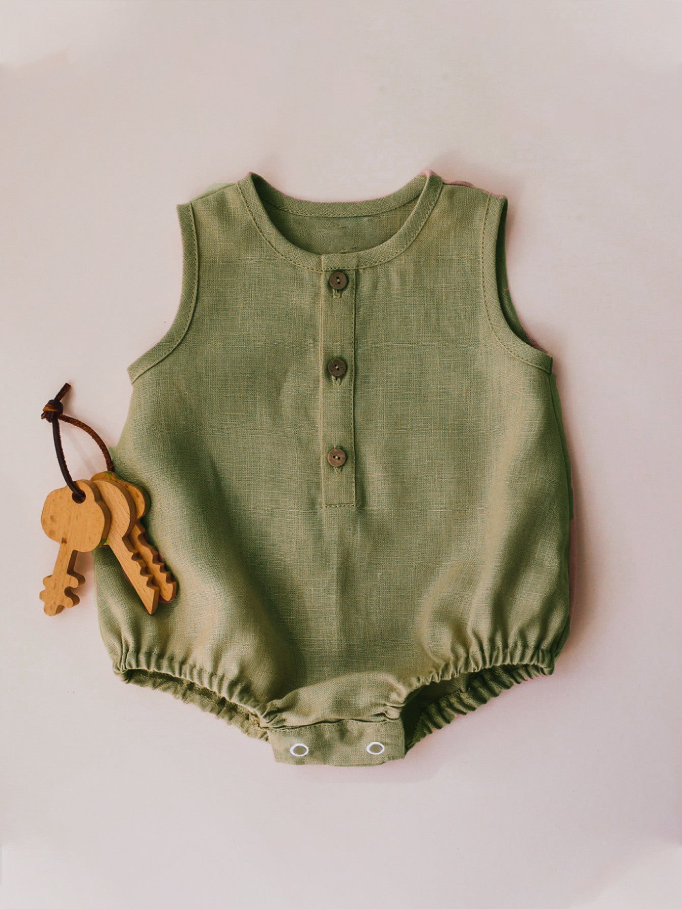 Sleeveless Henley Romper