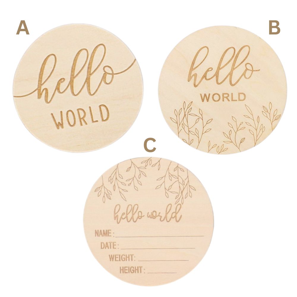 Hello World Wooden Round Sign Card